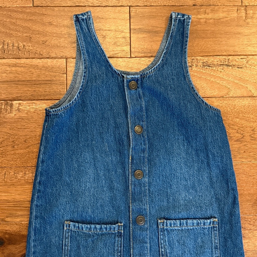 Little Co. By Lauren Conrad Denim Blue Jean Jumper Dress - Size 7 - Picture 2 of 16